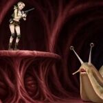 1girl acid ai-generated ai_assisted ai_generated ass bandana blonde_hair cleft_of_venus completely_nude_female eri_kasamoto gif jump metal_slug monster nude_female pussy short_hair snail snk