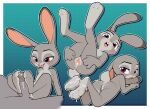 1boy 1girl absurd_res adult_(lore) aged_down anthro anus ass biped bodily_fluids breasts buckteeth bunguy cum cum_on_breasts cum_on_feet dipstick_ears disney ear_markings feet female foot_fetish foot_play footjob gaturo genital_fluids genitals grey_body high_res humanoid_genitalia humanoid_penis humanoid_vulva judy_hopps lagomorph leporid male male/female mammal markings multicolored_ears nude open_mouth penis precum purple_eyes rabbit sex simple_background teeth two-footed_footjob vulva young zootopia
