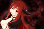 1girl breasts choker cleavage fake_horns huge_breasts lips long_hair maou_(maoyuu) maoyuu_maou_yuusha mitsuwo320 red_eyes red_hair smile solo