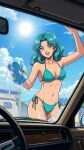  1girl adult_swim alluring bishoujo_senshi_sailor_moon bishoujo_senshi_sailor_moon_s bishoujo_senshi_sailor_moon_s_the_movie bishoujo_senshi_sailor_moon_supers bishoujo_senshi_sailor_moon_supers_the_movie cleavage dario medium_breasts michiru_kaiou pin_up teal_eyes teal_hair toonami viz_media washing_car 
