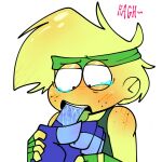 blue blush blush_lines blushing_male bluuzick_(kevin) broz_boyz broz_boyz_go finger_in_mouth green moan moaning oc ocs original_character original_characters saliva submissive_male sucking zlayway_(miles)