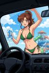 1girl adult_swim alluring bishoujo_senshi_sailor_moon bishoujo_senshi_sailor_moon_r bishoujo_senshi_sailor_moon_r_the_movie bishoujo_senshi_sailor_moon_s bishoujo_senshi_sailor_moon_s_the_movie bishoujo_senshi_sailor_moon_supers bishoujo_senshi_sailor_moon_supers_the_movie brown_hair cleavage dario green_eyes makoto_kino medium_breasts pin_up toei_animation toonami viz_media washing_car