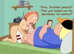  chris_griffin family_guy fellatio lois_griffin orgasm pod_cast semen_all_over semenex_commercial 