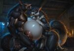 1girl ai_generated duo hyper_balls hyper_breasts hyper_penis male paizuri penis_between_breasts sexy werewolf
