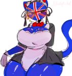  1girl 1girl 1girls 2024 ass basic_background big_ass big_breasts blue_body blush breasts cat_ears cat_girl cat_tail catgirl countryhumans countryhumans_girl hand_behind_back kak0yt0_chel looking_away maid maid_uniform monacle simple_background tagme united_kingdom_(countryhumans) 