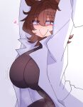  1girl 1girl 1girls 2025 agnes_tachyon_(umamusume) big_ass breasts brown_hair clothed clothing female_only heart high_res kaijin_debeso looking_at_viewer red_eyes simple_background smile umamusume umamusume_pretty_derby white_background 