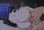 1boy 1girl ai_generated anus anus_peek back_view backboob balls bare_thighs big_ass big_balls big_penis black_hair fat_ass ghost_girl gigantic_ass gigantic_breasts hair_over_eye huge_balls huge_breasts huge_cock huge_thighs light-skinned_male light_skin long_hair massive_ass massive_breasts muscular_male nude nude_female nude_male penis puffy_anus pussy_juice sex smile squatting sweat sweatdrop the_ring thick_body thick_female thick_thighs thighs tongue_out vaginal_penetration veiny_penis voluptuous voluptuous_female white_body white_skin yamamura_sadako