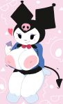  1girls 2d_(artwork) 2d_artwork anthro areola arm_behind_back big_breasts black_eyes blush blush_stickers bow bowtie breasts cassettedream cleavage clothed clothed_female clothing condom condom_wrapper demon_girl demon_tail digital_media_(artwork) dream-cassette exposed_breasts female female_only furry furry_female grin half-closed_eyes holding_condom hoshime hourglass_figure huge_breasts inverted_nipples jacket kuromi lagomorph legs leporid long_sleeves looking_at_viewer microskirt miniskirt nipples no_bra onegai_my_melody open_clothes pleated_skirt pussy raised_eyebrows sanrio simple_background sitting skirt skull smile solo solo_female tail teeth thick_thighs undersized_clothes vagina white_fur wide_hips 