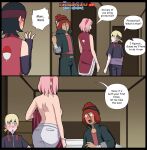 blush boruto:_naruto_next_generations echigakureart embarrassed middle_finger milf milf naruto naruto_(series) sakura_haruno surprised uchiha_sarada undressing yamanaka_inojin