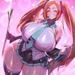  ai_generated bare_thighs bleach blush closed_eyes deku_nerd gigantic_breasts hatsune_miku_(cosplay) huge_breasts huge_thighs inoue_orihime light-skinned_female light_skin long_hair massive_breasts miniskirt orange_hair smile solo_female spring_onion squatting stockings sweat sweatdrop thick_body thick_female thick_thighs thighs twin_tails vocaloid voluptuous voluptuous_female 