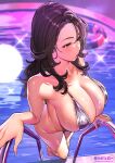  1girl big_breasts bikini black_eyes black_hair bubble_butt cleavage horny inviting_to_sex pool pool_ladder poolside pose sakuranotomoruhie standing swimming_pool swimsuit teasing thick_thighs 