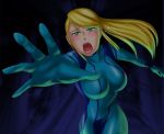 blonde_hair green_eyes high_res hyoukai metroid samus_aran tears zero_suit