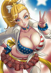  1girl big_breasts blonde_hair blue_eyes bubble_butt charlotte_vanders cleavage horny inviting_to_sex kamen_america kamen_america_(character) kamen_america_(series) looking_at_viewer pose standing teasing thick_thighs valenvenge 