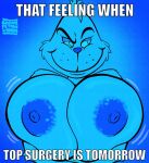 alternate_version_available annoyed anthro areola artist_name averting_eyes baconfetish'ntomato bedroom_eyes big_breasts blue_fur bouncing_breasts breasts breasts_squeezed_together closed_mouth cropped_torso digital_media_(artwork) dr_seuss female forked_eyebrows freckles furrification furry furry_female genderswap genderswap_(mtf) grinch half-closed_eyes how_the_grinch_stole_christmas huge_breasts humanoid looking_to_the_side meme narrowed_eyes nipples raised_eyebrow solo the_grinch thick_eyebrows uneven_eyes upper_body what who_(species) yellow_eyes