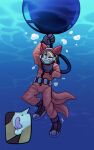 1boy 2024 absurd_res air_bubble anthro balls biped bulge canid canine cutaway diving diving_suit fox fur genitals high_res ilmentosli imminent_death imminent_inflation male mammal miles_"tails"_prower multi_tail navel one_eye_closed penis scared sega solo sonic_(series) sonic_the_hedgehog_(series) tail tails_the_fox teeth underwater water white_body white_fur yellow_body yellow_fur