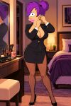 breasts dress futurama no_bra pantyhose thighs turanga_leela 