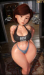  1girl bottom_heavy brunette crop_top female helen_parr justafunguy23 lingerie panties smitty34 solo the_incredibles underwear 