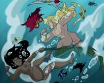 1boy 1girl aquaman aquaman_(series) arthur_curry ass breasts dc dc_animated_universe dc_comics dcau diana_prince dncsamsonart female fighting justice_league justice_league_unlimited male nsfw nude stripping underwater warner_bros warner_bros._animation warner_brothers wonder_woman wonder_woman_(series)