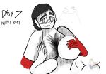  burly_beast canon_couple heavy_weapons_guy kinktober loving_couple male/male male_breasts man_boobs medic_(team_fortress_2) medical_gloves meme_in_the_background monochrome nipple_sucking red_gloves sucking_breasts sucking_nipples team_fortress_2 tf2 yaoi 