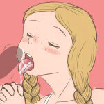  becky_thatcher blush closed_eyes collarbone cum cum_in_mouth dripping dripping_cum dripping_semen eyelashes freckles holding_own_hand long_hair nightgown orange_hair out_of_frame parted_hair penis pink_background simple_background sleeveless tom_sawyer_no_boken tongue tongue_out twin_braids upper_body upper_teeth_only white_dress world_masterpiece_theater 