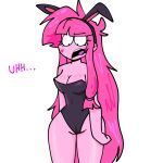  1girl big_breasts big_thighs broz_boyz broz_boyz_go bunny_costume bunnysuit confused female_only long_hair oc ocs original_character original_characters pink pink_hair pink_skin pinkyroxxy_(pinky) 