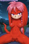 ai-generated ai_generated anthro anthro_female bed blush braided_hair breasts echidna furry furry_female lara-su naked_female nude nude nude_female patreon patreon_username pink_hair pink_highlights purple_eyes pussy red_body red_fur sega sega sitting sitting_on_bed smile sonic_the_hedgehog_(archie) sonic_the_hedgehog_(comics) sonic_the_hedgehog_(series) spread_legs teeth