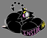 1girls agrexoaxo ass big_ass big_breasts black_body black_hair black_skin breasts cat_ears chocker deltarune fat_ass friend_(deltarune) grin heterochromia huge_ass huge_breasts paws pink_eyes pointed_tail pointy_tail simple_background smile tail thighs yellow_eyes
