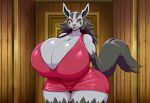 1girl 1girl ai_generated bodycon hyper_breasts mightyena sexy