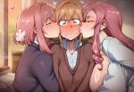 100_kanojo 3_girls ai_generated blizzie_shower blush brown_eyes closed_eyes gigantic_breasts hanazono_hahari hanazono_hakari huge_breasts inda_karane kimi_no_koto_ga_dai_dai_dai_dai_daisuki_na_100-nin_no_kanojo kissing_cheek light-skinned_female light_skin long_hair looking_at_viewer massive_breasts mature_female milf mother_&amp;_daughter oiled_body oiled_skin orange_hair pink_hair school_uniform schoolgirl short_hair the_100_girlfriends_who_really_really_really_really_really_love_you thick_body thick_female voluptuous voluptuous_female