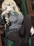 ai_generated bare_thighs barefoot big_breasts blonde_hair draco_malfoy draco_malfoy_(redteneri) earrings genderswap genderswap_(mtf) green_eyes harry_potter hogwarts_school_uniform huge_breasts huge_thighs light-skinned_female light_skin long_hair looking_at_viewer massive_breasts panties panties_visible_through_clothing pantyhose solo_female thick_body thick_female thick_thighs thighs voluptuous voluptuous_female