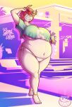  1girl 1girls ahoge ass bbw belly big_belly big_boobs big_breasts bikini boots breasts cabezilla chubby chubby_female clothed clothed_female fangs fat_female female_focus female_only green_eyes gta_vi_cover_girl haniu_(cabezilla) hips huge_boobs huge_breasts light-skinned_female light_skin nipple_bulge oc plump potbelly red_hair simple_background sunglasses swimsuit swimwear thick_thighs thighs 