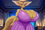 1girl ai_generated dress fara_phoenix fennec_fox hyper_breasts