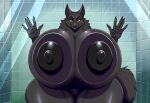 1girl ai_generated furry furry_female glass hyper_breasts nipples nude nyx_(wolf_2012) pressed_boobs wolf