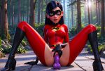 boots dildo_in_pussy latex_bodysuit masturbation shaved_pussy spread_legs the_incredibles thighs violet_parr 