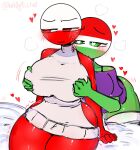  1girl 2_girls :3 amogus amogus_reference artist_name artist_signature ass big_ass big_ass big_breasts bite_mark bite_mark_on_shoulder bite_marks biting blush breasts countryhumans countryhumans_girl green_eyes groping_breasts heart-shaped_pupils heart_eyes huge_ass huge_breasts hungary_(countryhumans) kak0yt0_chel on_bed poland_(countryhumans) red_eyes sleeveless sweatdrop tagme trembling yuri 