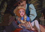 1girl becky_thatcher blue_dress blue_eyes blush blush_stickers cave cavern cum_overflow dress hat jcm2 long_dress long_hair looking_back mmf_threesome mosaic_censoring no_panties ntr open_mouth orange_hair parted_hair pinafore_dress pleasure_face puffy_sleeves pussy pussy_juice riding_penis saliva saliva_trail short_sleeves stockings tears threesome tom_sawyer tom_sawyer_no_boken torn_clothes twin_braids upper_teeth_only white_thighhighs world_masterpiece_theater