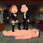  bdsm dominatrix family_guy glenn_quagmire leather_boots leather_clothing lois_griffin peter_griffin thighs whip 
