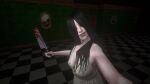 3d blood_on_weapon breasts_apart character_request cleavage collarbone copyright_name copyright_request dress hair_over_breasts hair_over_eyes hair_over_shoulder halls_of_the_pale_widow holding_knife horror human knife krasue_games looking_at_viewer nightgown official_art pale-skinned_female pale_skin pov retro_artstyle screenshot sideboob sleeveless the_pale_widow video_games white_dress