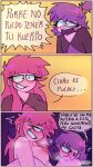  1girl 2_girls big_breasts blush breasts breath_cloud broz_boyz broz_boyz_go comic comic_strip eyelashes female_only hot_breath lesbian_domination lesbian_sex long_hair naked_female nipples not_my_oc original_character pink_hair pink_skin pinkyroxxy_(pinky) pleasure_face purple_hair purple_skin sex short_comic short_hair smile spanish_dialogue spanish_text sweaty_body text text_bubble tremble_spikes violettav_(violett) wlw woman_on_top yuri yuri 