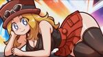  1girl armpits ass blush breasts clothed clothed_female game_freak hat huge_ass huge_breasts light-skinned_female light_skin looking_at_viewer nintendo pokemon serena_(pokemon) smile teemo_vs_all thick_thighs thighs 