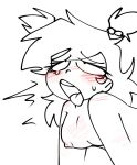  1girl 1girls ahe_gao ahegao_face arms_down blush blush_lines boobs_out breasts broz_boyz broz_boyz_go colorless cry crying crying_with_eyes_open doodle female_only girl_only glimmilly_(milly) looking_up monochrome naked_female no_bra no_clothes not_my_oc nude nude_female on_all_fours simple_drawing solo_female sweat tear tongue tongue_out tremble_spikes twin_tails uncolored white_background 