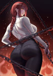  1girl big_breasts bubble_butt chainsaw_man cleavage horny inviting_to_sex looking_at_viewer makima makima_(chainsaw_man) orange_eyes pose red_hair standing teasing thick_thighs valenvenge 