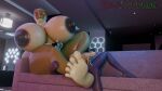 1boy 1girl 3d 3d_(artwork) ambiguous_species artist_name artist_request bald_woman barefoot big_areola big_breasts big_feet black_nails controller couch couch_sex countershade_feet faceless_male facesitting feet foot_fetish footjob grin larger_female margret_stalizburg nipples penis playing_videogame purple_skin red_eyes scalie scalie_humanoid shiny_skin size_difference snake snake_girl snake_humanoid soles thick_thighs toes wrinkled_soles yellow_sclera zp92