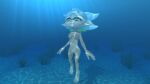 1girl 3d 3d_(artwork) blender female humanoid inkling inkling_girl kuby64 marie_(splatoon) nintendo nude solo splatoon underwater