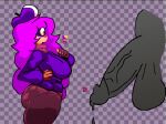 1girl 2d_(artwork) ass_bigger_than_head balls bandaid bandaid_on_nose big_ass big_balls big_breasts big_penis big_penis big_testicles boots breasts breasts_bigger_than_head clothed clothed_female clothing coat crispy_(crispychickenmm) eyelashes fat_ass female_focus female_only fingerless_gloves hat huge_ass huge_balls huge_breasts huge_cock huge_penis huge_testicles oc one_glove penis penis purple_hair qmydraws scarf sideboob simple_background testicle thick_ass thick_hips thick_legs thick_thighs twitter_user_oc