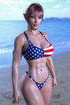 1girl abs ai_generated american_flag_bikini athletic elf elf_ears fit fit_female united_states_of_america