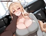 1boy1girl 1girl ai_generated azur_lane blonde_hair curvy curvy_female curvy_figure dark-skinned_male dongtan_dress horns implacable_(azur_lane) long_hair