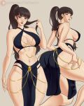 1girl 1girl 1girl alluring ass big_ass big_breasts big_thighs brown_hair dress eve_(stellar_blade) female_only gigantic_ass gigantic_thighs harem_outfit huge_thighs long_hair looking_at_viewer ponytail stellar_blade tagme thick_hips thick_thighs thighs xelaroseart yomorio_lingerie