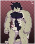 black_hair erection furry goatee male pubic_hair solo