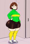 1girl ai_generated ass big_ass booty_shorts breasts chara_(undertale) fundoshilover101 huge_ass tabi_socks undertale